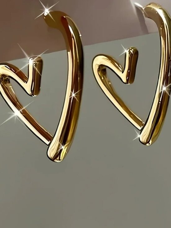 Open Heart Earrings - Picture 3 of 7